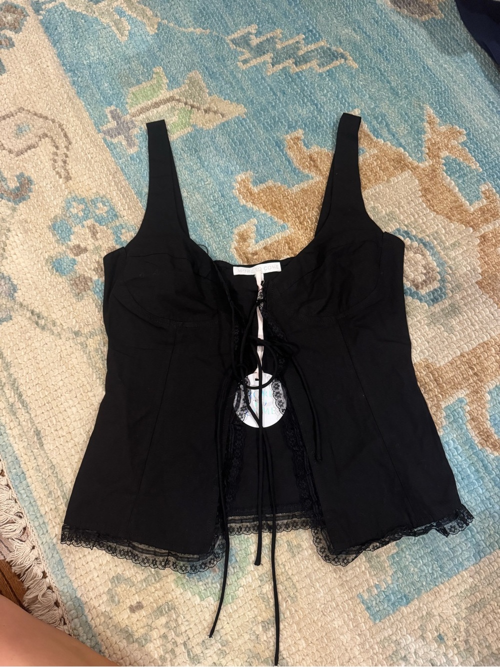 Black Lace-Trim Corset Tank by Unknown Brand